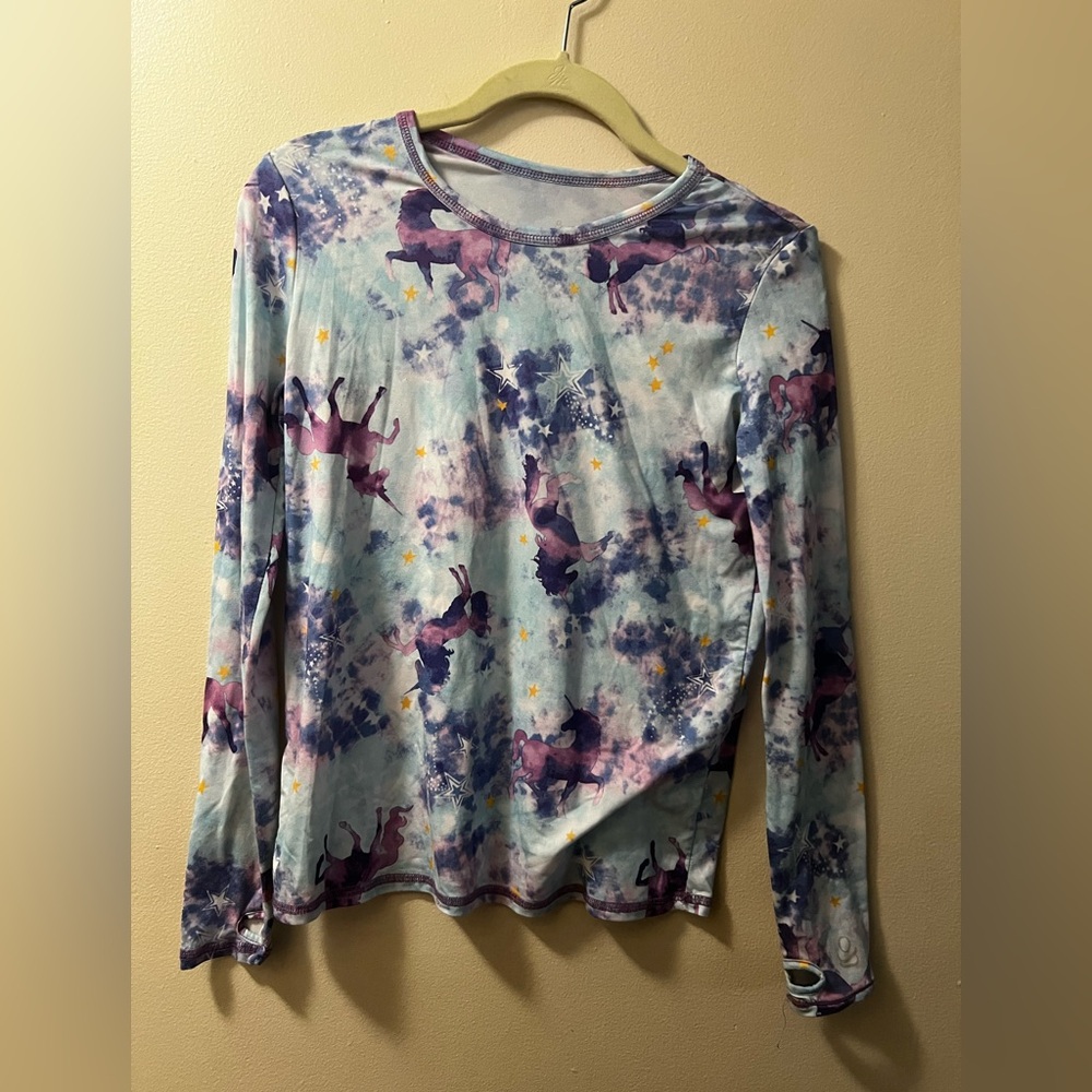 Cuddl Duds-Unicorn Print Thermals Long Sleeve Top and Bottom-Used